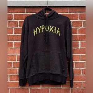 Hypoxia Seek The Deep Arch Logo Spellout Hoodie Sweatshirt Size Medium Black